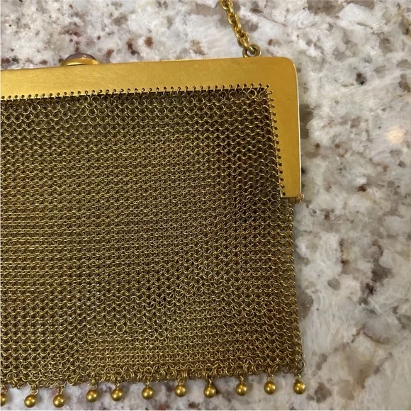 Vintage Whiting & Davis Gold Mesh Black Enamel Evening Handbag - Picture 4 of 4